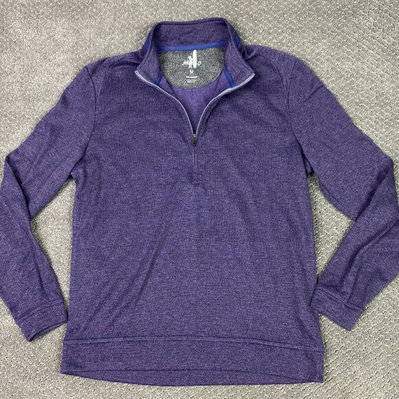 Johnnie-O Reflex 1/4 Zip Sweater Men's Medium Purple Knit Pullover Jumper Golf - Picture 1 of 13